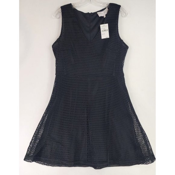 Charles Henry Dresses & Skirts - Charles Henry Dress Womens Large Black Net Pattern V Neck Fit Flare Night Out